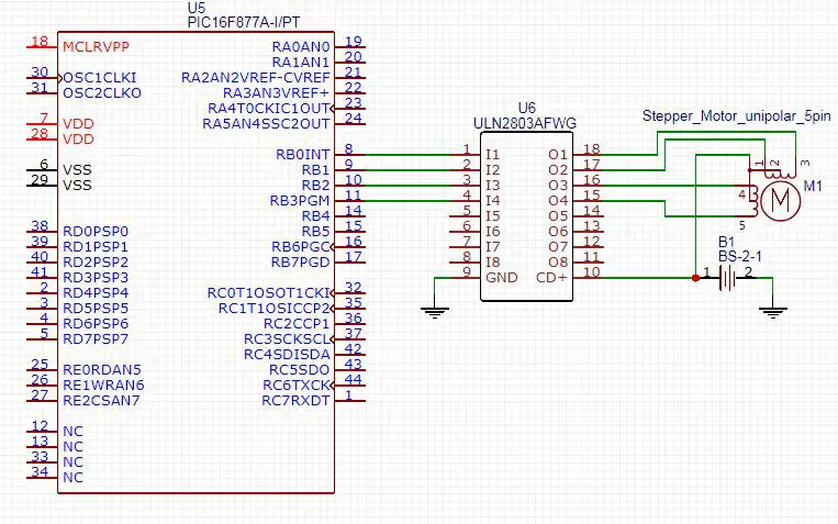 Interfacing Stepper Motors Schematic - Microchip PIC Embedded Systems Tutorials
