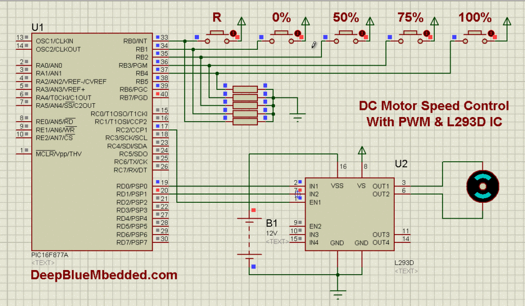 DC Motor Speed Control Simulation PWM With L293D IC
