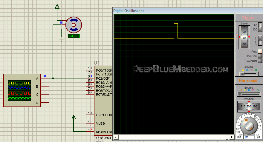 Servo Motor Sweep 16Bit PWM Simulation