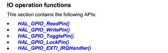 HAL GPIO APIs