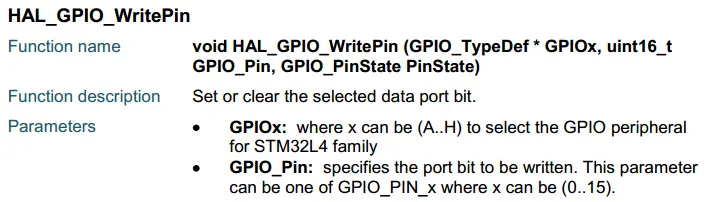 HAL GPIO Pin Write