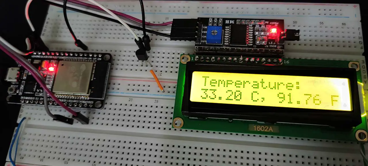 ESP32 Temperature Sensor LM35 I2C LCD Arduino Example Code