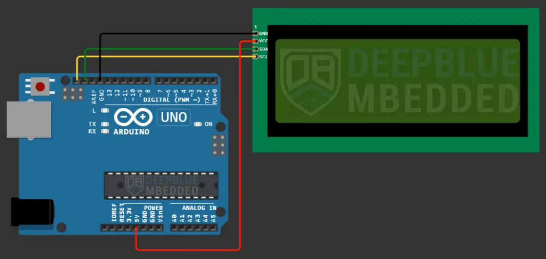 Arduino LCD 20x4 I2C Pinout Wiring Connection
