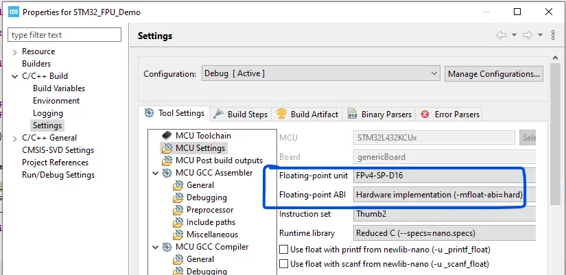STM32 FPU (Floating Point Unit) Enable Compiler Flags