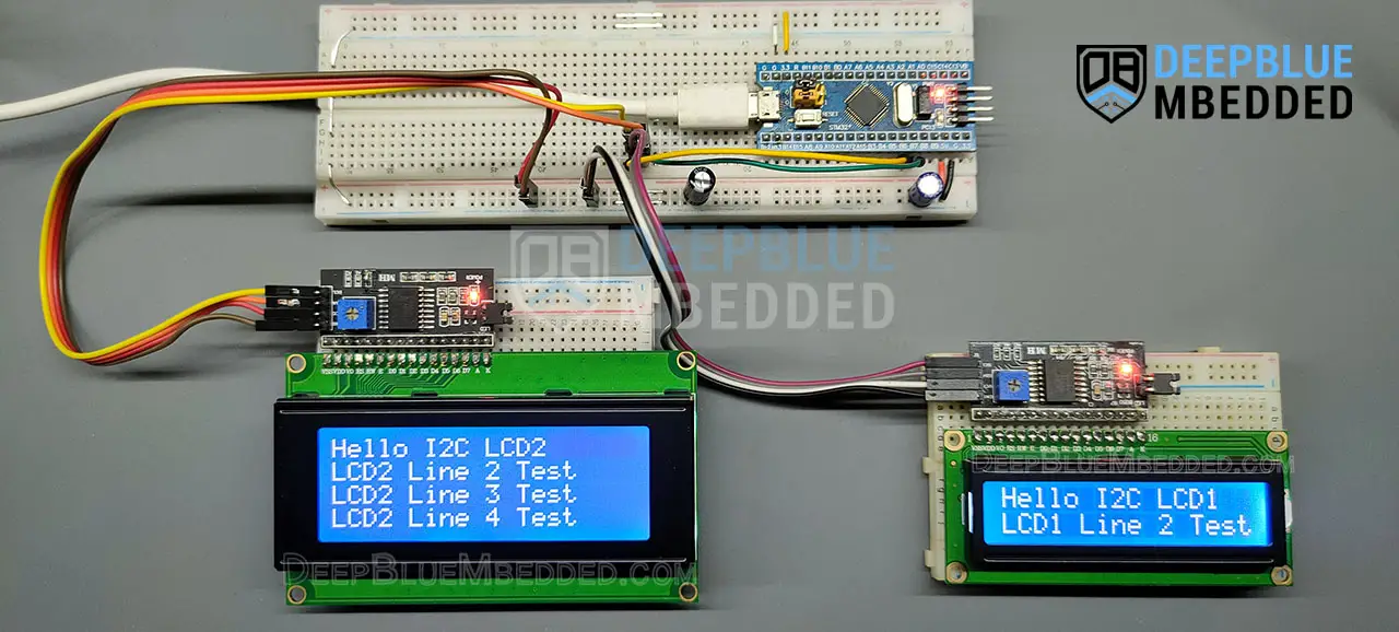 STM32 Multiple I2C LCD Displays Library Example