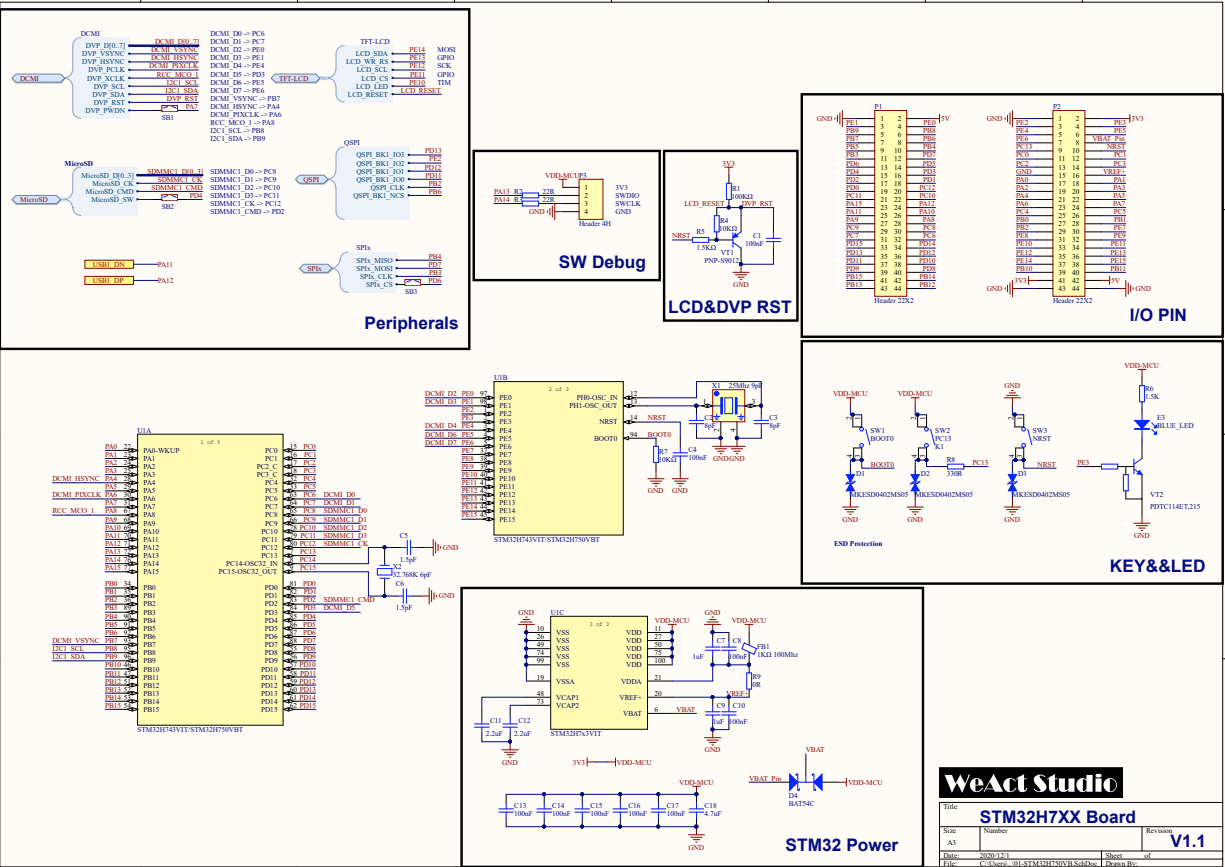 STM32H750 Development Board Schematic Diagram