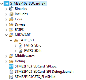 STM32 SD Card SPI FatFS Project Files