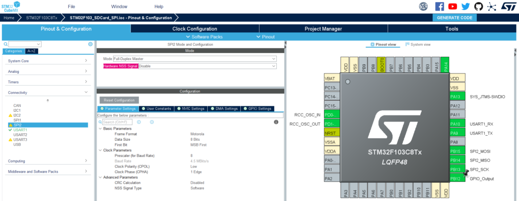 STM32 SD Card SPI & FatFS [Tutorial + Examples] – DeepBlue