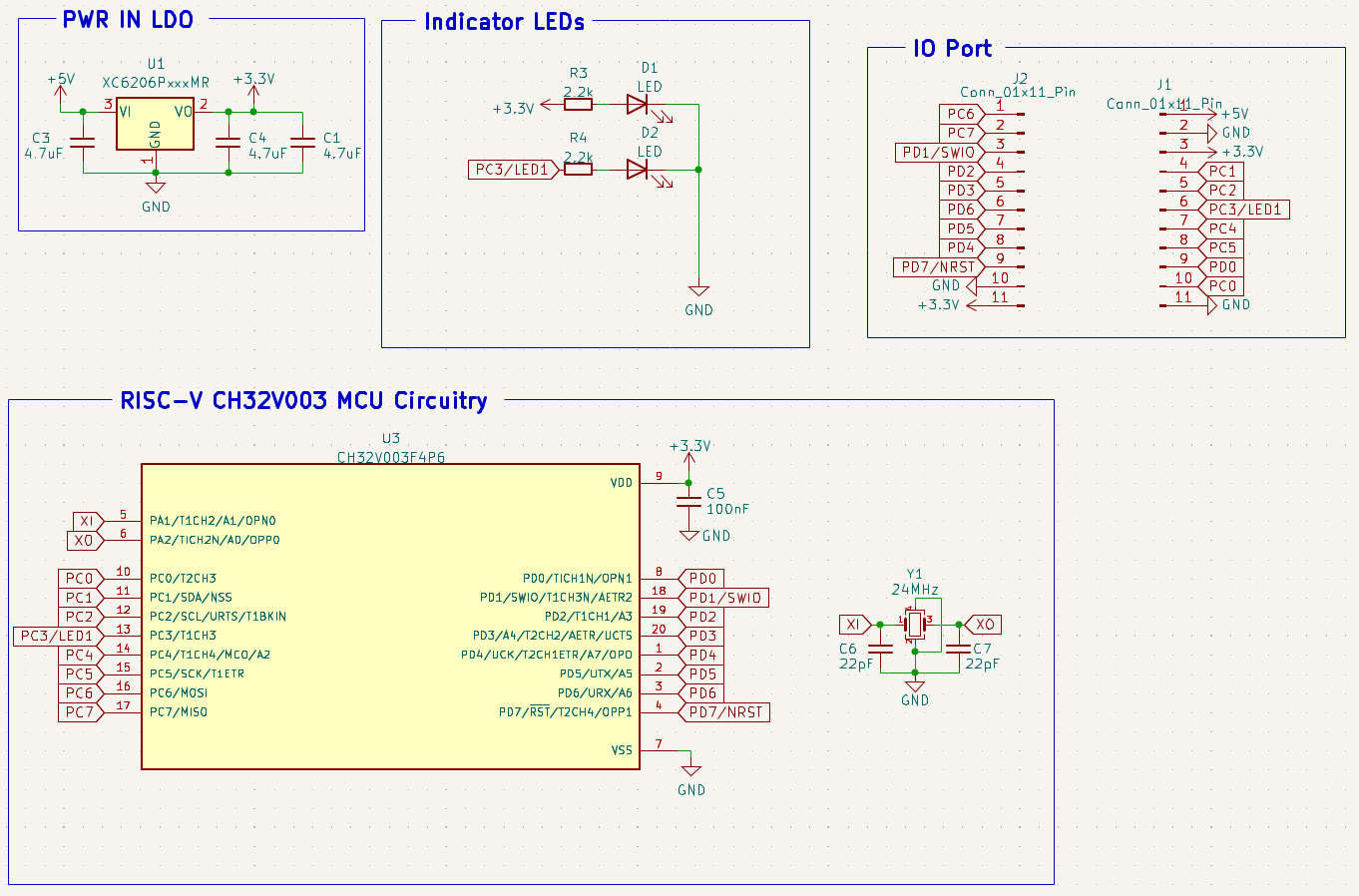 CH32V003 RISC-V Microcontroller DIP PCB Design + Schematic