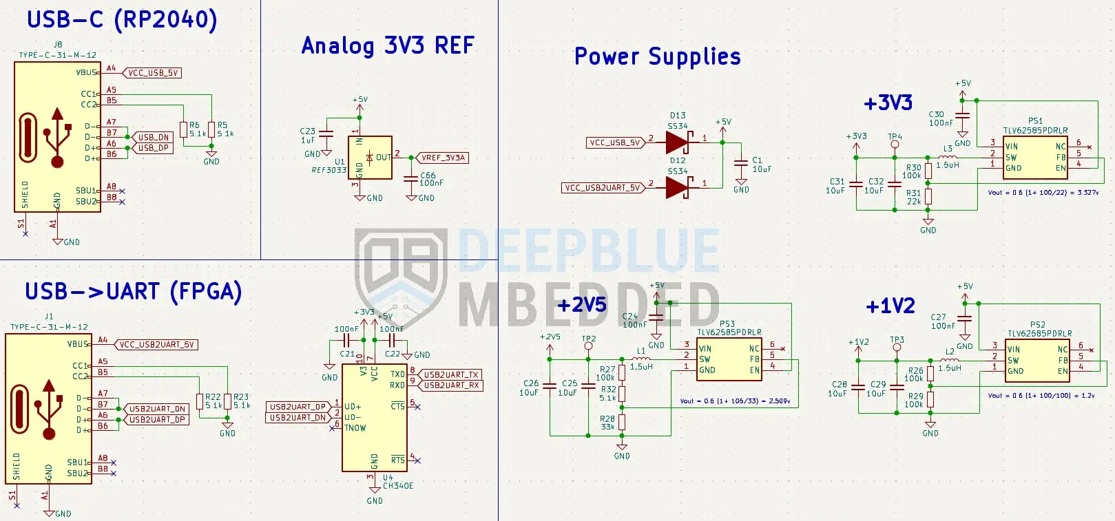 RP2040 With FPGA PCB Board Schematic (Power Supplies Section)