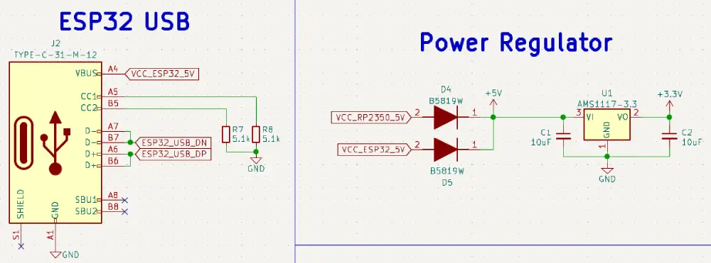 ESP32-C3 Schematic Design - USB LDO Power Input
