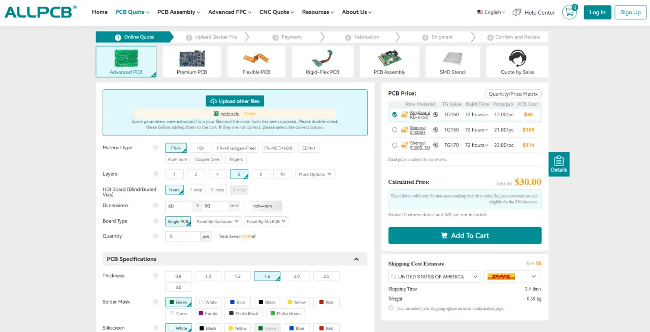 ALLPCB Quote Step1 ALLPCB Quote Step1