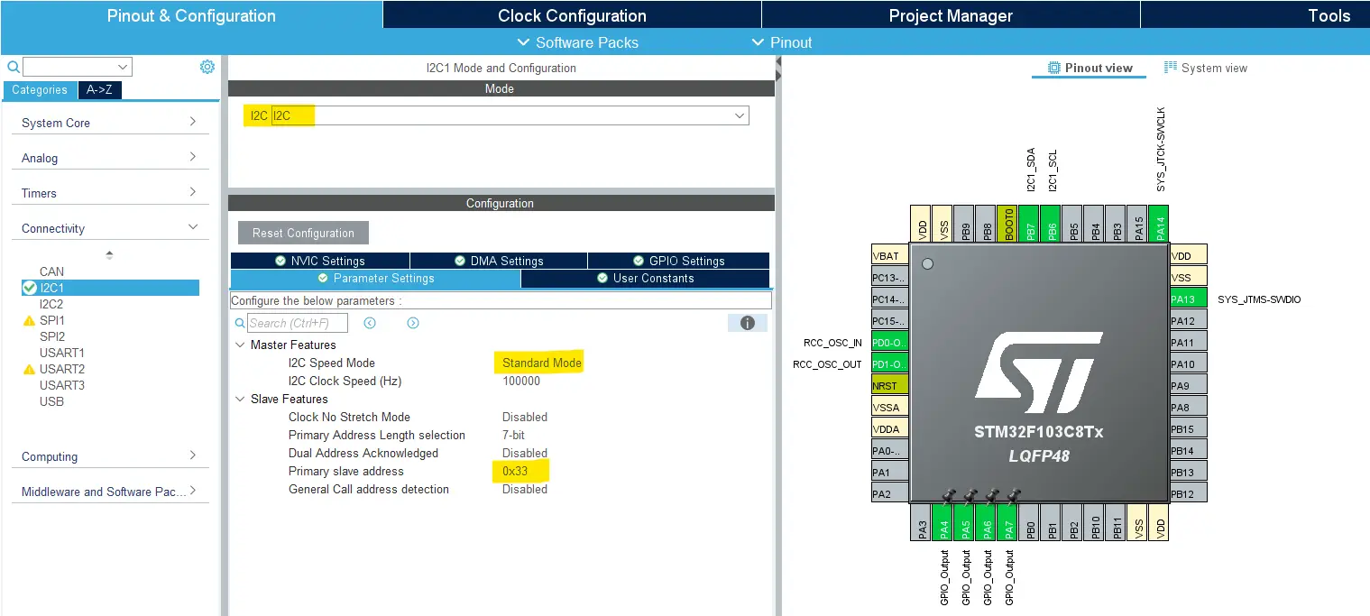 STM32 I2C Slave HAL Example